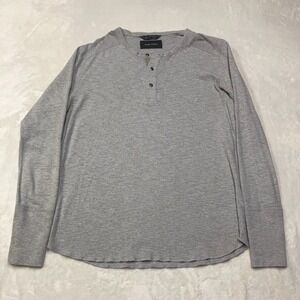 Wings + Horns Long Sleeve Henley Shirt Men's Sz Large Gray Made In Canada